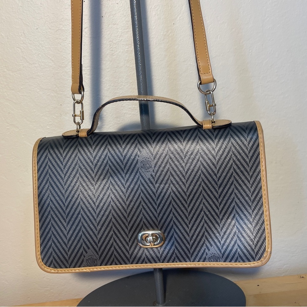 Vintage Mark Cross Coated Canvas & Leather Top-Handle Crossbody Late 1970s–1980s